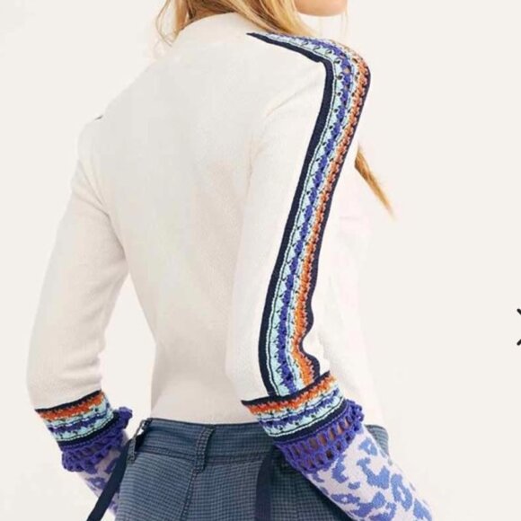 Free People Women Mock Neck Switch It Up Thermal Sweater, Ivory Medium - Picture 5 of 15